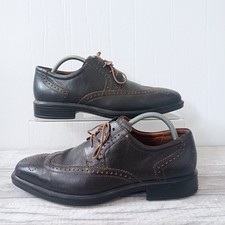 Hotter Shoes Size 9 Mens Brown Brogues Leather Formal Lace Up Comfort Square Toe