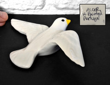Portuguese Hand Painted White Ceramic Bird Ornament ‘Alcer, H. Painted, Portugal