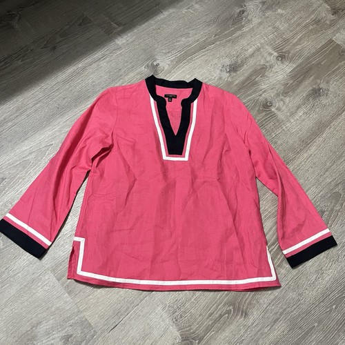 Talbots linen embroidered pink - embroidered,