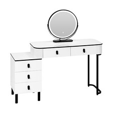 Modern Dressing Table with LED Lights Mirror Vanity Make up Desk W/ 5 Drawers