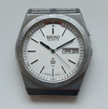 Seiko SQ Quartz vintage alarm watch 7223-6000 white dial for spares or repairs