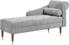 Velvet Chaise Longue Sofa with Pillow for Living Room Bedroom and Office