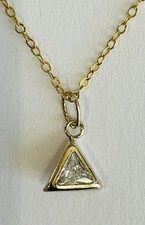 9ct Gold 375 Small CZ Triangle Pendant / Charm - Special Clearance Price