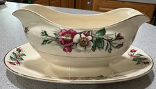 John Maddock & Sons Ivoryware Gravy Sauce Boat w Attached Underplate Montana