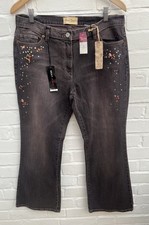 New Vintage Next Jeans UK 14 Petite Embellished Brown Y2K Straight/ Bootcut L28
