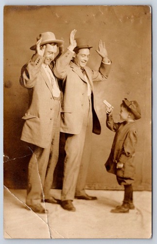 Antique humorous staged holdup - staged,