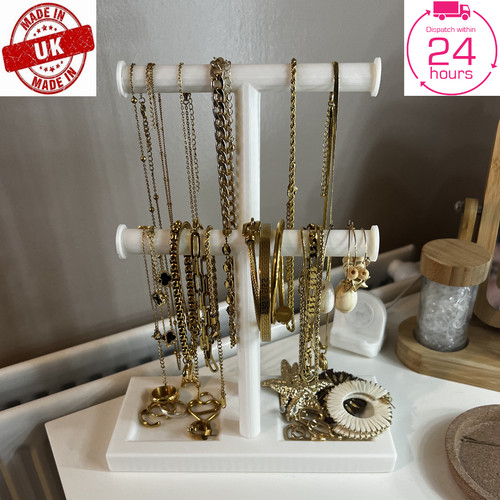 White bar jewellery display - t-bar,