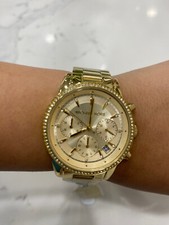 Ladies Michael Kors Ritz Gold Chronograph & Crystal Dial MK Womens Watch MK6356