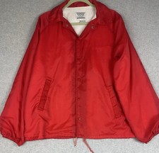Vintage Warm Up Coachman Nylon Jacket Cotton Lined Windbreaker Red Men M Snap Up