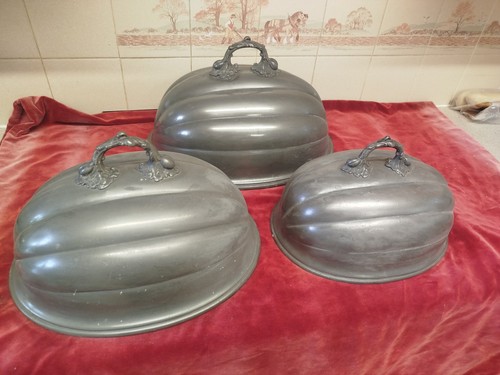 Antique cloche dome pewter - cloche,