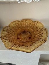 Amber Colour Cut Glass Dish