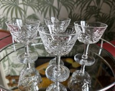 Vintage Set of 4 Lead Cut Crystal Champagne Coupes Glasses Dining Table Styling