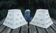 Vintage 6¾" Square Corner Bell Cream Raised Rose Detail Lampshades Unusual UK/EU