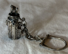 VINTAGE SOLID STERLING SILVER GOLF BAG WITH CLUBS KEY CHAIN 32 Grams STERLING