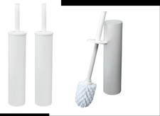 Slimline Toilet Brush and Holder Twin Pack Set White Removable Inner Bin Metal