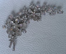 Large silver tone metal rhinestones Corsage brooch Butler & Wilson style