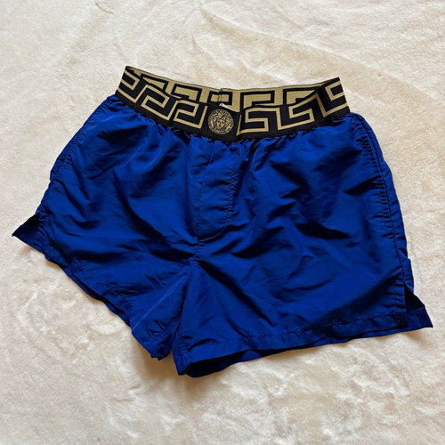 Versace blue swim shorts greca - swim,