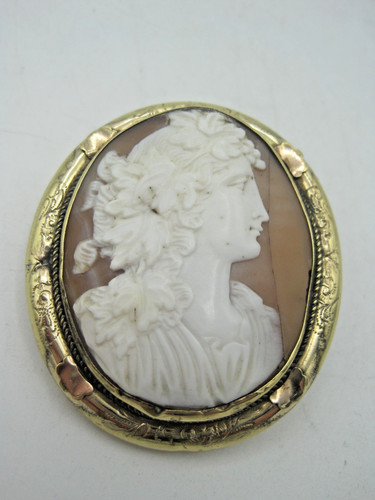 Antique shell cameo brooch - shell,