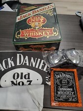 Jack Daniel’s Vintage Tin With collector items and bottle tin