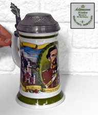 Vintage KING LUDWIG II Tankard, Pewter Lidded. Seltmann Weiden Bavaria W Germany