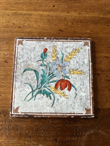 Hand painted ceramic tile - painted,