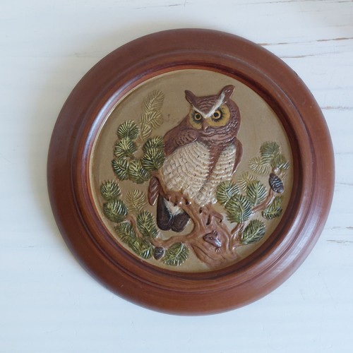 Studio pottery owl wall plaque - pottery,