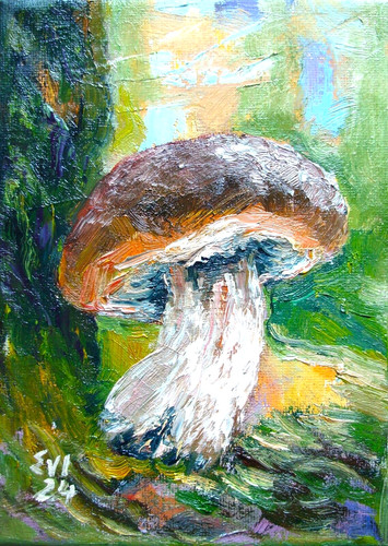 Mushroom original oil painting - mushroom,