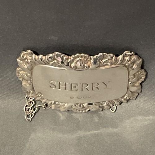 Silver decanter label sherry - label, "sherry"
