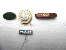3 VINTAGE ENAMEL PIN BADGES, LAND ROVER, M.A.N, SCAMMELL