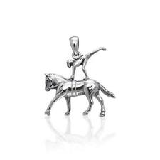 Equestrian Vaulting Horse 925 Sterling Silver Pendant Fine Sport Jewelry