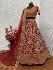 PRESENTING HEAVY MALAY SATIN SILK LEHENGA CHOLI WITH NET DUPATTA FOR BRIDAL