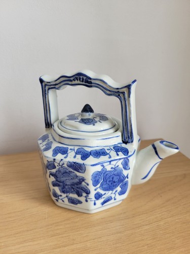 Vintage hand painted blue and - hand,