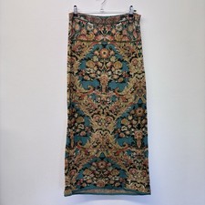 Peruvian Connection Midi Skirt Size Large Green Orange Pattern 100% Pima Cotton