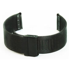Black Fine Mesh Watch Bracelet Milanese Sliding Buckle Strap 16mm - 24mm Skagen
