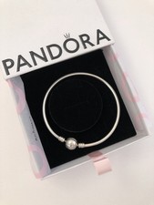 Pandora Moments Sterling Silver 925 Charm Bangle Solid Round Bracelet Logo Clasp