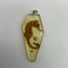 Vintage Resin Sea & Shell  Pendant 1960s Lucite Amber