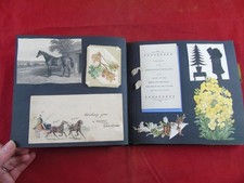 40 page SCRAP ALBUM 19th century & later chromolitho DIE CUT postcards engraved