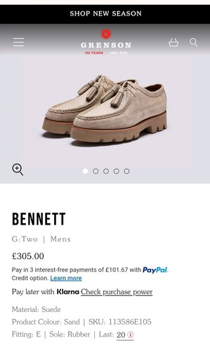 Grenson bennett 305 sold out - £305,
