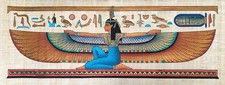 Egyptian Papyrus Painting - Winged Maat - 80cm x 30cm - Genuine Papyrus Art