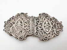 Antique Vintage Deco Sterling 925 Silver Siam Thai Nurses Cape Belt Buckle 42.8g