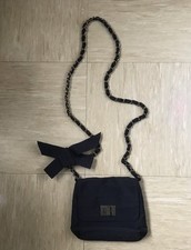 Top shop Black Handbag With Woven & Chain Shoulder Strap New