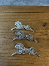 Galloping Horse Brooch ~  Silver Tone Celtic Art Deco Style