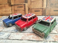 Classic Mini Union Jack Car Metal Ornament Bundle - Red Blue Green