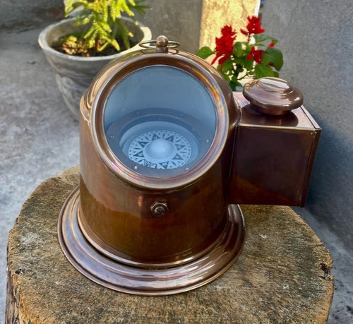 Antique brass marine binnacle - antique,
