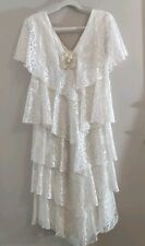 ann hobbs for cattiva Vintage Ivory Tiered Lace Floral Dress Size 12
