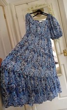 NEXT Pretty Blue White  Floral Floaty Midi Maxi Summer Dress ?20 22 2XL 3XL