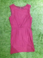 TOPSHOP SIZE 10 BURGUNDY RED DRESS JACQUARD SLEEVELESS TWIST X