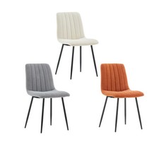 4X Chenille Dining Chairs Metal Legs Dining Room Kitchen Chair Multicolor