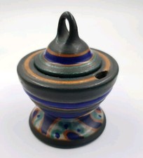 Gouda Inkwell with Glass Insert & Lid Circa 1930s Pen Rest Hole Holland Vintage 