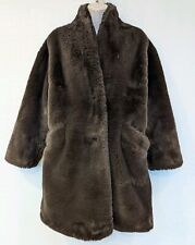 Ladies Chocolate Brown Soft Faux Fur Jacket Coat Small 